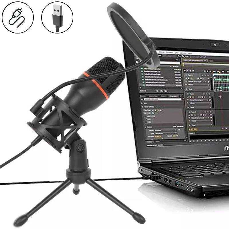 C 3.5Mm/Usb Condenser Microphone Wired For PC Computer Laptop Professional Gaming Accessories Strea