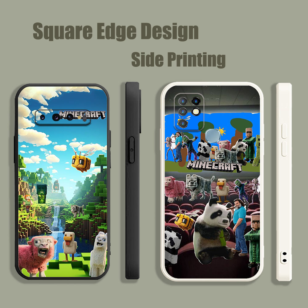 ปลอกสําหรับ OPPO A5 A9 A53 A32 A7X Reno 6 5 Z 2020 5G ภาพยนตร์ Minecraft BOX05 เคสโทรศัพท์ขอบสี่เหลี