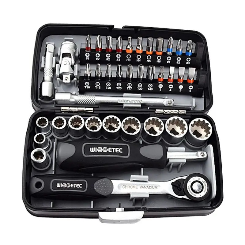 High quality 38PCS Mini ratchet wrench set 1/4 socket screwdriver head hex trox slot bit bike Repai