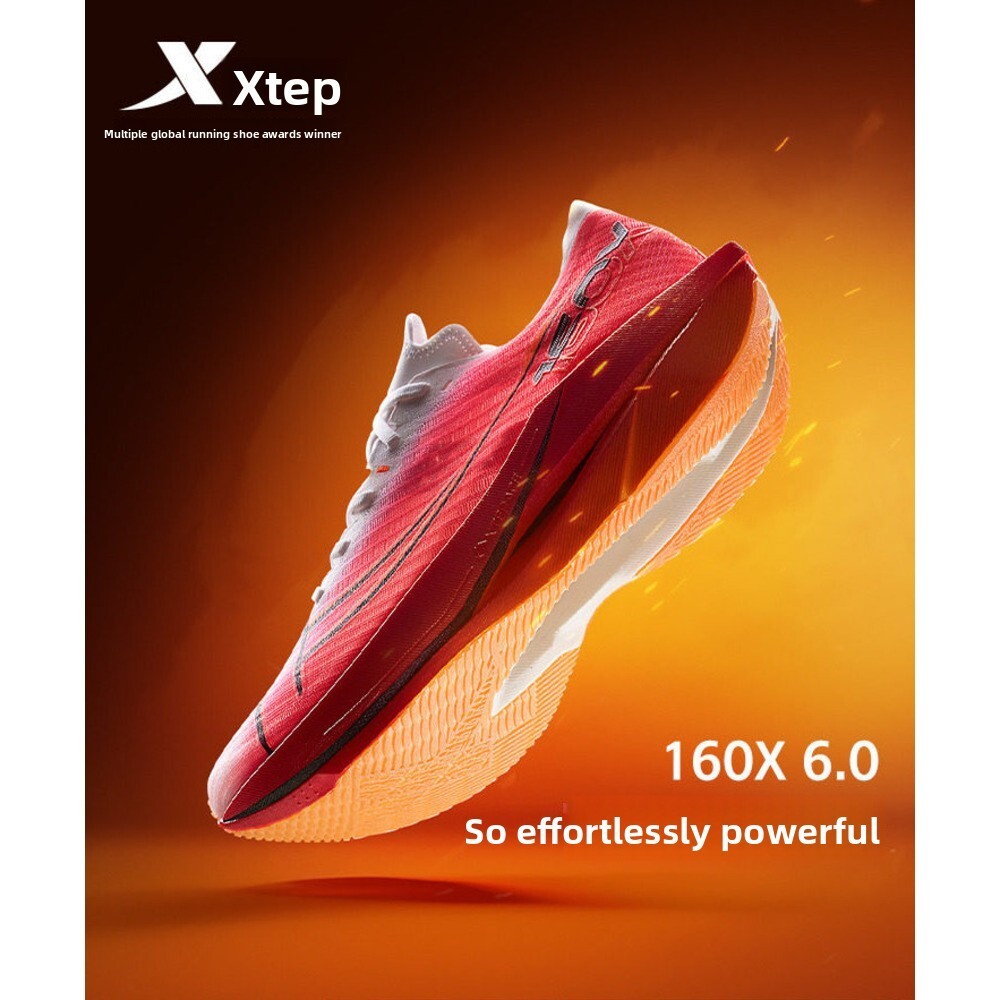 th Xtep 160X6.0 Racing รองเท้าวิ่งผู้ชาย Marathon Carbon Plate Shock Absorption รองเท้าวิ่งกีฬารองเท