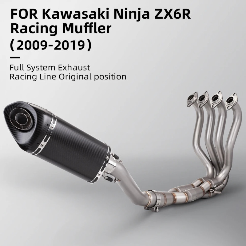 For Motorcycle zx6r ZX6R 636 2009-2019 M20 carbon muffler full system exhaust 51mm/2 inches