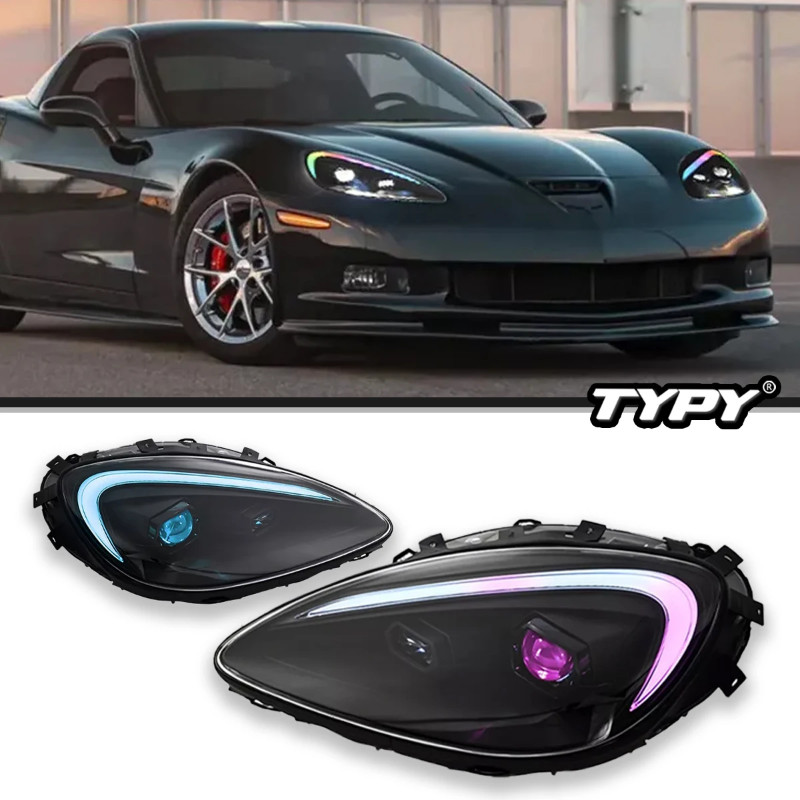 TYPY Car Lights For Corvette C6 RGB 2005-2013 Headlight LED Projetor head Lamp Daytime Running Ligh