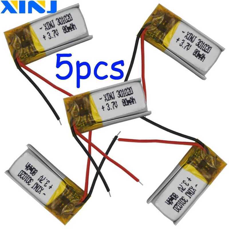 C 5Pcs 3.7V 80 Mah Polymer Li Lipo Battery 301020 For 3D Glasses Mp3 Record Pen Bluetooth Speaker E