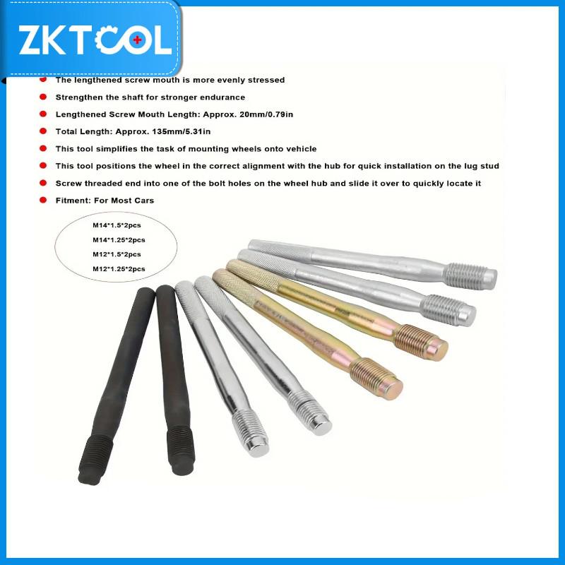 Wheel Stud Alignment Pin Kit 10 Pieces Car Wheel Alignment Pin Steel Alloy Fixed Alignment Tool M14