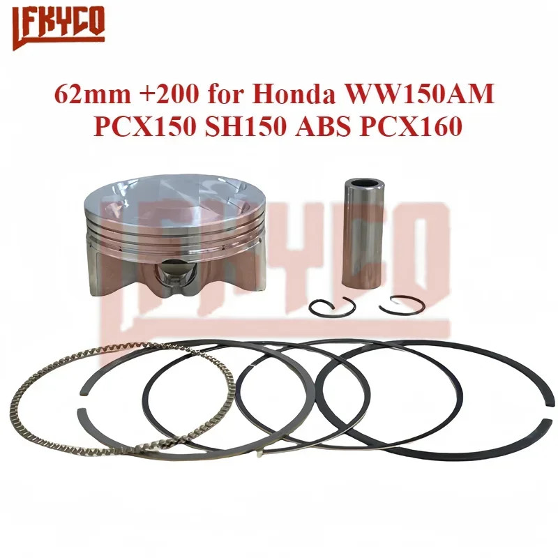 Motorcycle Engine Parts 62mm +200 Bore Piston Rings Kit for Honda WW150AM PCX150 SH150 ABS PCX160 1