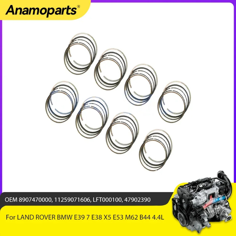 8 Sets Engine Piston Ring Fit 4.4 L For LAND ROVER RANGE ROVER L322 4.4L For BMW E39 7 E38 X5 E53 M