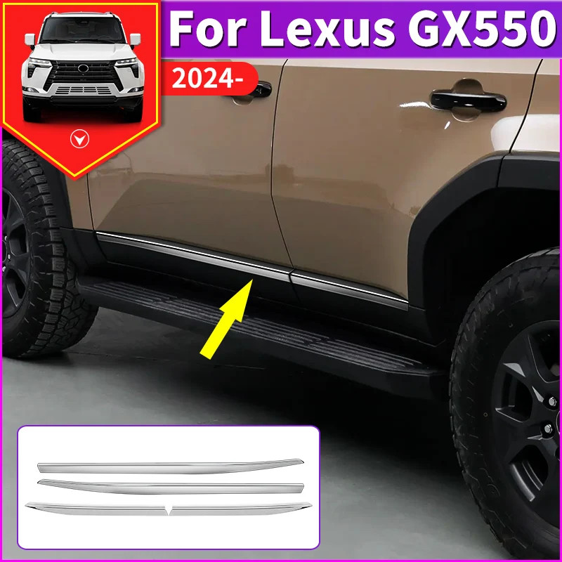 For 2024 Lexus GX550 GX550h Car Door Waist Line Chrome Decoration Strip GX 550 Exterior Upgraded Ac