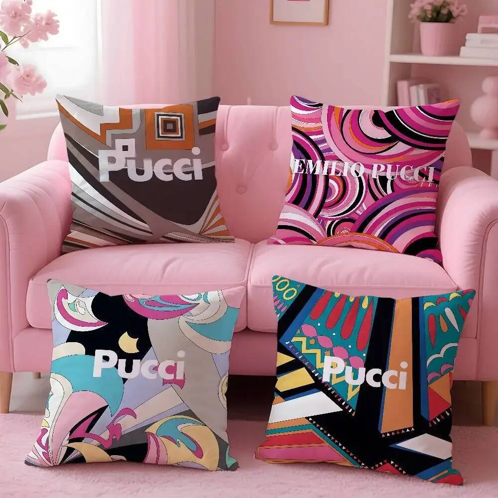 แฟชั่น E-Emilio P-Pucci ปลอกหมอนพิมพ์ลายปลอกหมอนสําหรับห้องนั่งเล่นโซฟาเบาะรองนั่ง & ตกแต่งห้องนอน