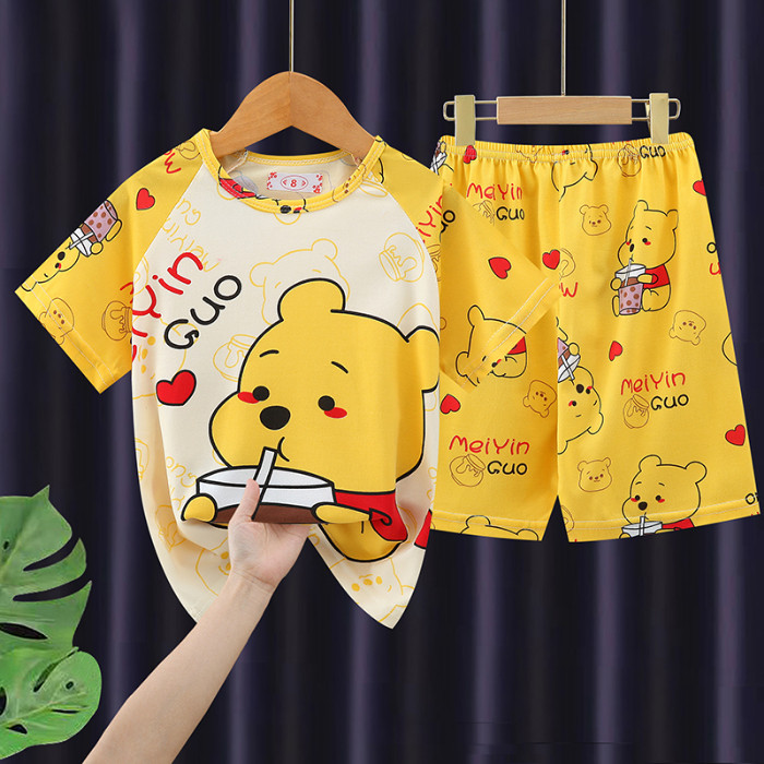 Flash Sale Baby Clothes Boys or Girls' Short Sleeve Round-Neck Labubu Nightwear Child Charming Home wear for 7 - 8 years