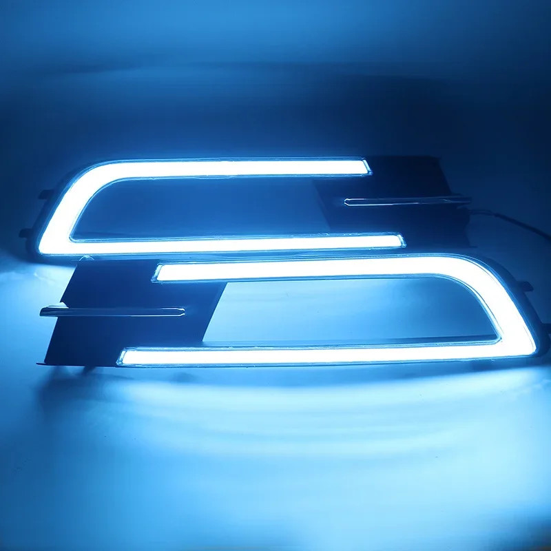 Eosuns Led Drl Daytime Running Light for Volkswagen Passat B8 with Yellow Turn Signals and Blue Nig