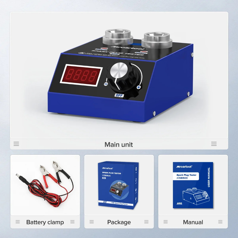 MRCARTOOL H90 Car Spark Plug Tester Digital Ignition Tester with Adjustable Height Dual Hole Detect