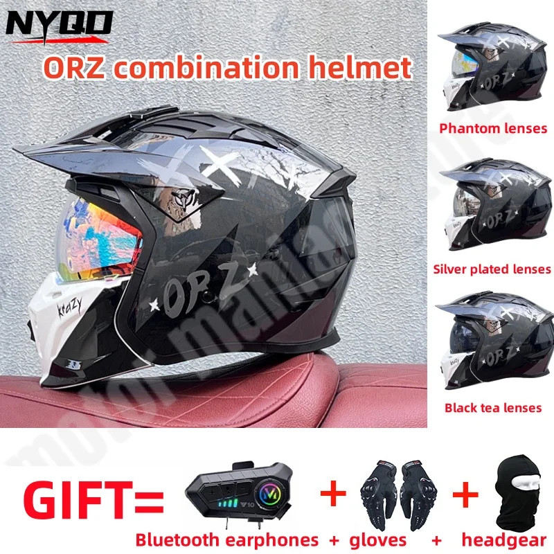 Orz Street Fighter Motorcycle Bluetooth Helmet Full Helmets Four Seasons Universal Motorcycle  Deta