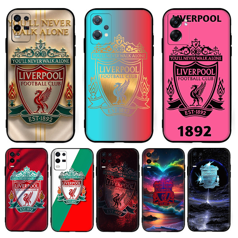 D + 10Liverpool FC สําหรับ Realme 3 5 6 7 8 Pro 5i 5s Q 6i 7i TPU ซิลิโคนสีดําเข้ากันได้นิ่ม