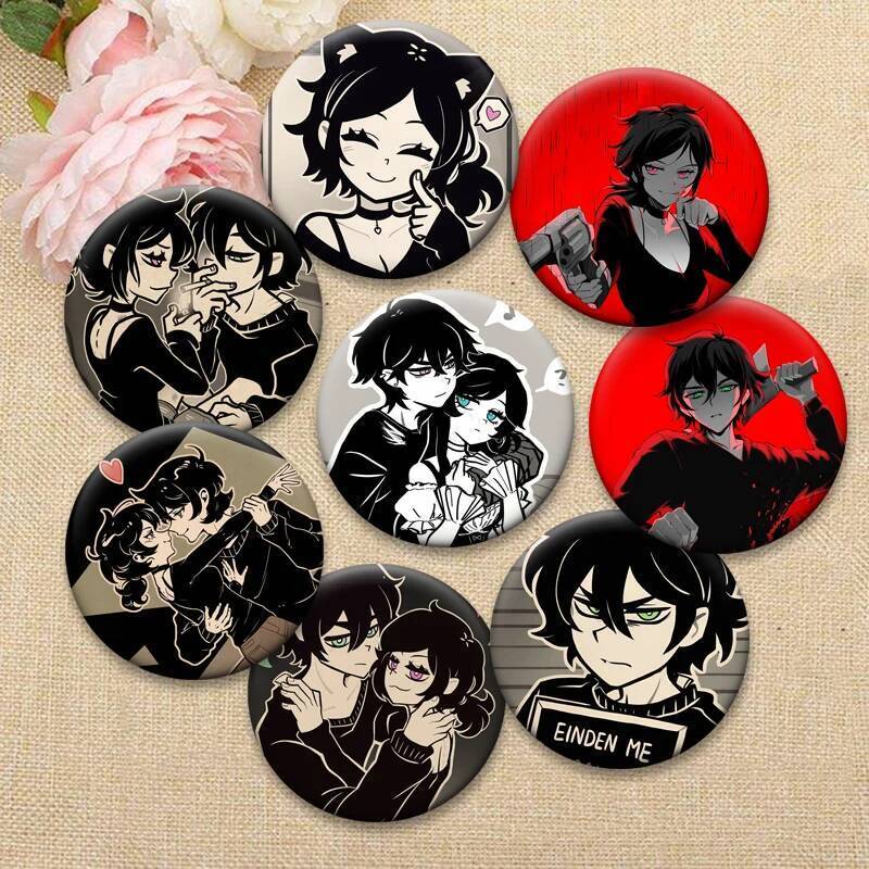 32/44/58 มม.รอบ Anime Pins Coffin of Andy และ Leyley เข็มกลัดการ์ตูน Handmade Badge บนกระเป๋าเป้สะพา