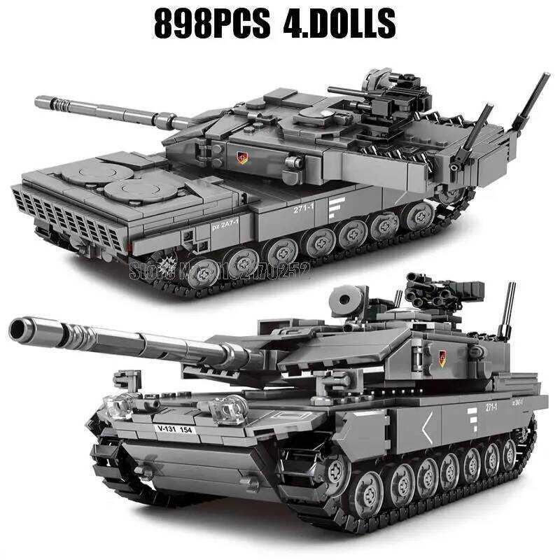 C 88Pcs Military Army Force Germany Main Battle Tank Leopard 2A7 Boy 4 Dolls Building Bloc Toy