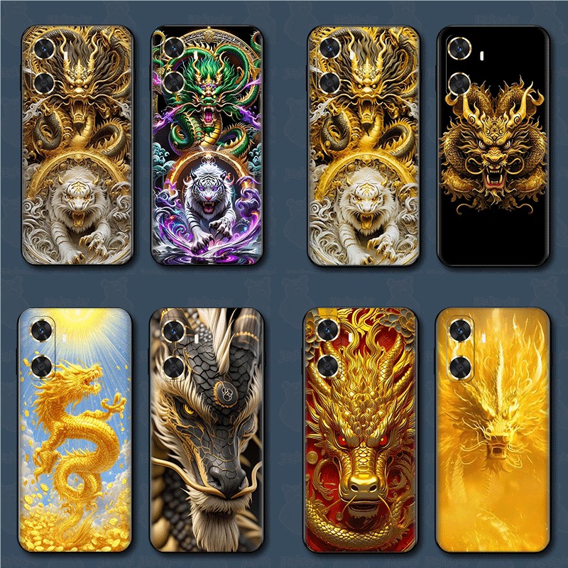 Huawei Y9A Y5 Y6s Y6 Pro Y7 Y9 Prime ความเข้ากันได้เคสโทรศัพท์ TPU ฝาครอบป้องกันแบบนุ่มจีนเสือมังกรท