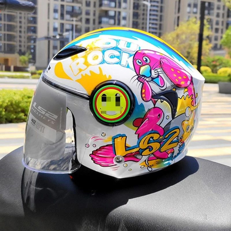 Original LS2 OF602 Children Motorcycle Helmet Cartoon Half Helmet Summer Kids Safety Helmet Protect