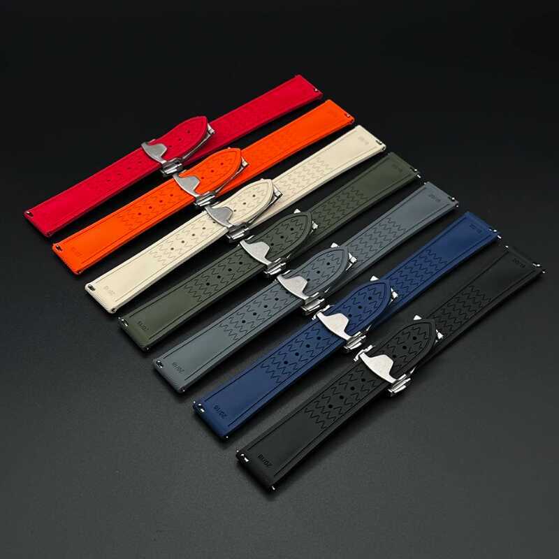 C Ekko Hot Watchbands High Quality Woven Pattern Sports Deployant Watch Band 20Mm 21Mm 22Mm FKM Rub