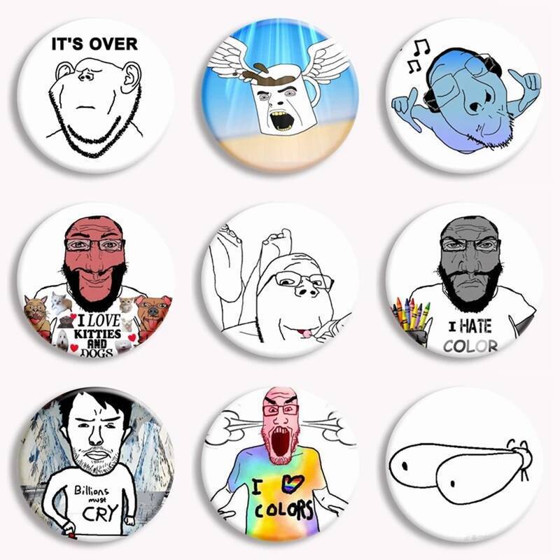 Wojak Soyjak Its Over ตลก Meme นุ่มปุ่ม Pin ยิ้ม Wholesome สนุกเข็มกลัด Badge กระเป๋าอุปกรณ์ตกแต่งเพ