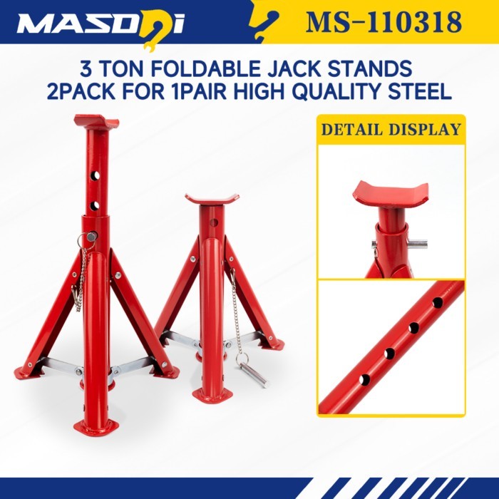 Masdsi 3 Ton Foldable Jack Stands, Car Axle Jack Stands ,Adjustable Level 4 Height High Quality Duc