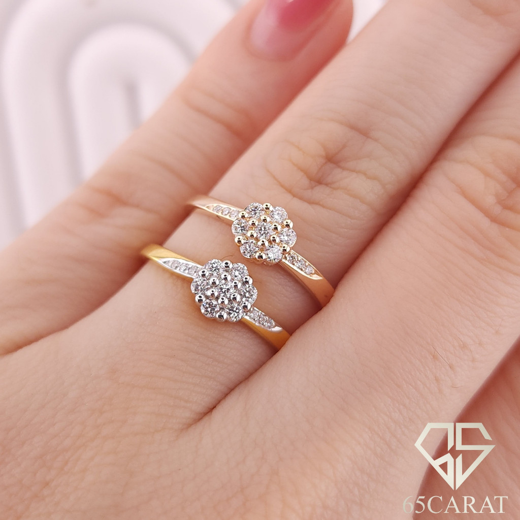 65Carat-แหวนเพชรกระจุก ฝังเพชรก้านแหวนเกลียว เพชรรวม17ตัง น้ำ98-100 รหัสRI650060