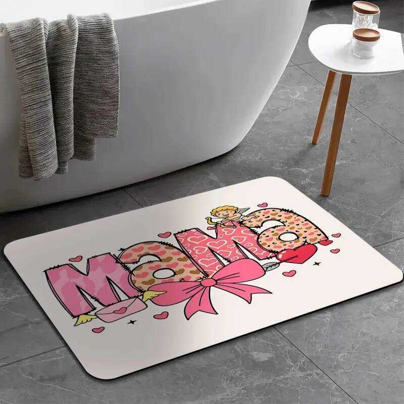 C C VIKAMA "Mama" Mother's Day Bathroom Or Mat, Anti Slip Quick Drying Carpet, Bathroom And Bed