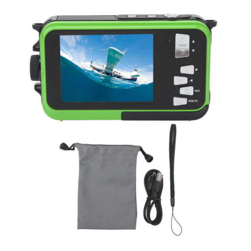 2.7K HD Underwater Camera Waterproof Portable Digital Camera Timed Selfie Face Detection Dual Scree