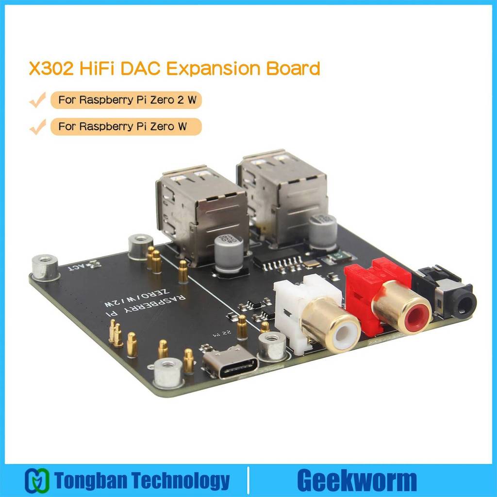 Geekworm Raspberry Pi X302 HiFi DAC HAT การ์ดเสียง & USB HUB สําหรับ Raspberry Pi Zero 2 W / Zero W 