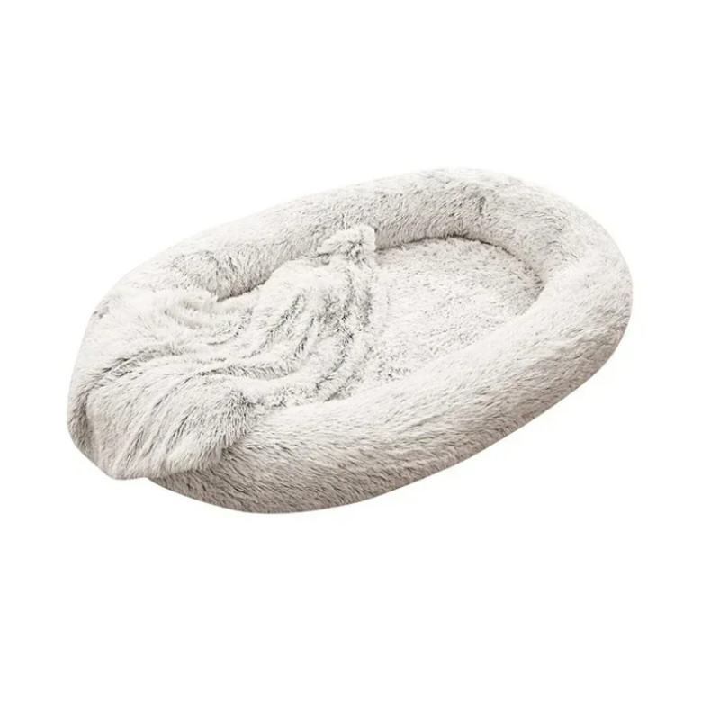 Pet Dog Human Bed Couch Large Round Plush Faux Fur Unrivaled Comfort Big Human Dog Bed