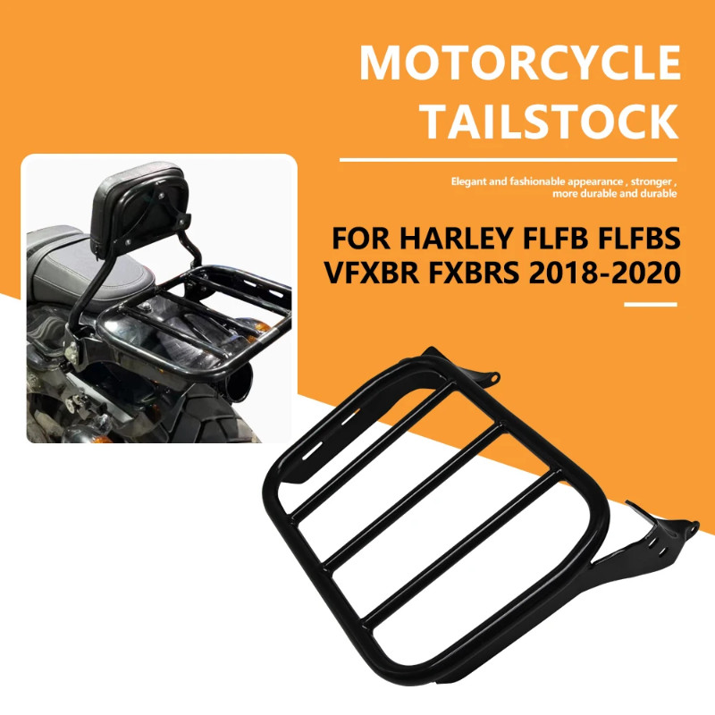 For Harley FLFB FLFBS FXBR FXBRS 2018 2019 2020 Rear Luggage Rack Motorcycle  Stainless Steel Black