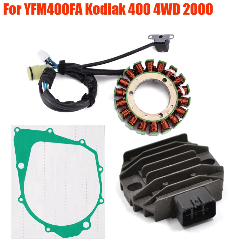 For Yamaha YFM400FA Kodiak 400 4WD 2000 YFM 400FA Regulator Rectifier + Stator Cover Gasket + Stato