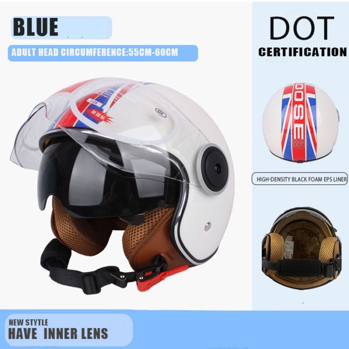 DOT Certified Vintage Open Helmet Motorcycle Open Face Helmet Retro 3/4 Helmet Cruise Casco Casque