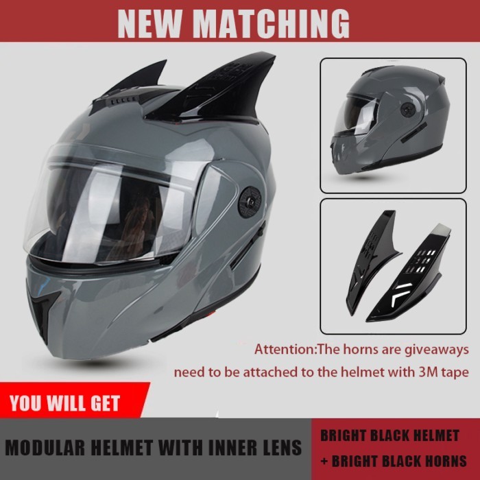 Uchoose Unisex Motorcycle Helmet DOT Certification Double Lens Cross Helmet Safety Modular Flip Hel
