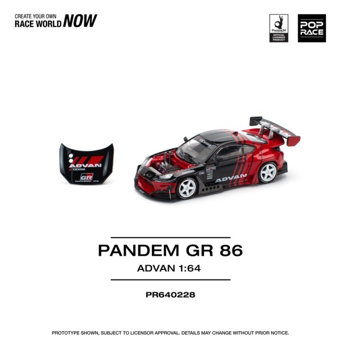 PopRace Alloy 164 สีดําสีแดงรถสปอร์ตรุ่น GR86 Rocket Rabbit รุ่นที่ 2 ZN8 ดัดแปลงเหมาะสําหรับ Toyota