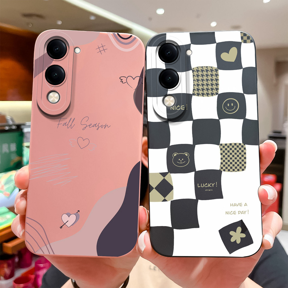 สําหรับ vivo Y04 Y37C Y19E 4G สําหรับ Y19 Y29s 5G กรณีอินเทรนด์สีดําสีขาวตรวจสอบกระเป๋าโทรศัพท์เกราะ