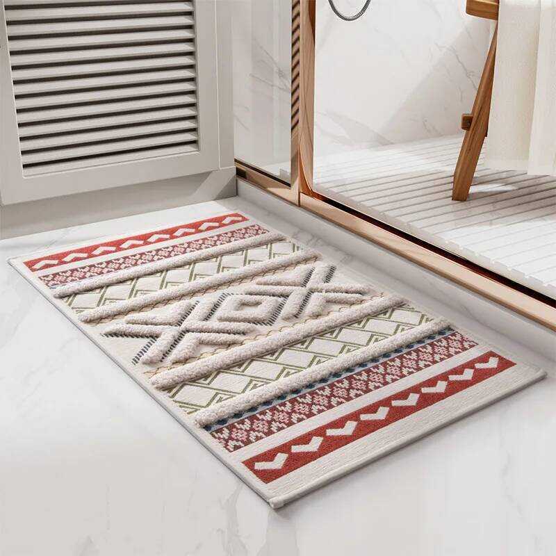 C C Bohemian Ethnic Bathroom Or Mat, Absorbent Anti-Slip, Bedside Rug, Rectangular Rug, Entry Door