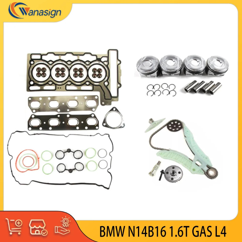 AUTO Overhaul Engine Gasket Kit Pistons Set Timing chain kit For BMW MINI 1.6L 1.6 L T N14B20 N18 R