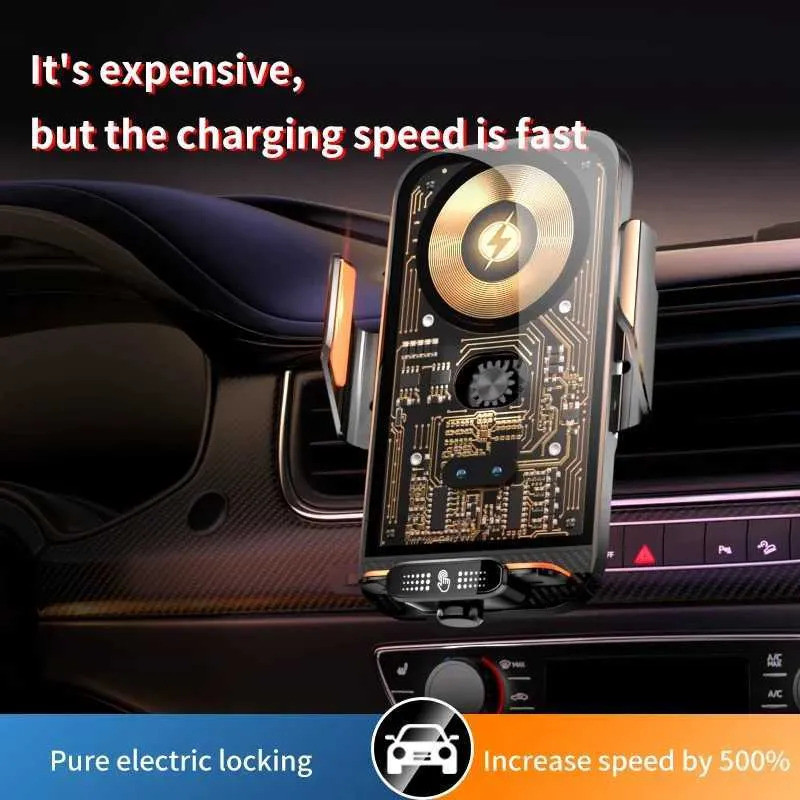 ที่วางโทรศัพท์ในรถยนต์ 66W Wireless Charger ที่วางโทรศัพท์มือถืออัจฉริยะอินฟราเรด Air Vent คลิปสําหร