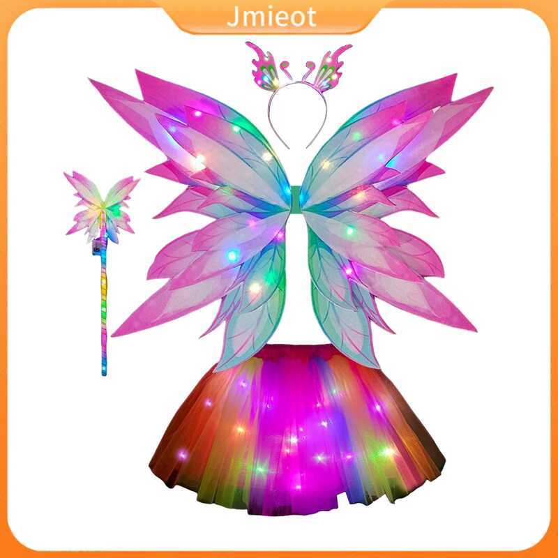 C Jmieot Led Fairy Wings For Girls Glowing Wings Costume Led Glowing Wings Fairy Costume Set For Gi