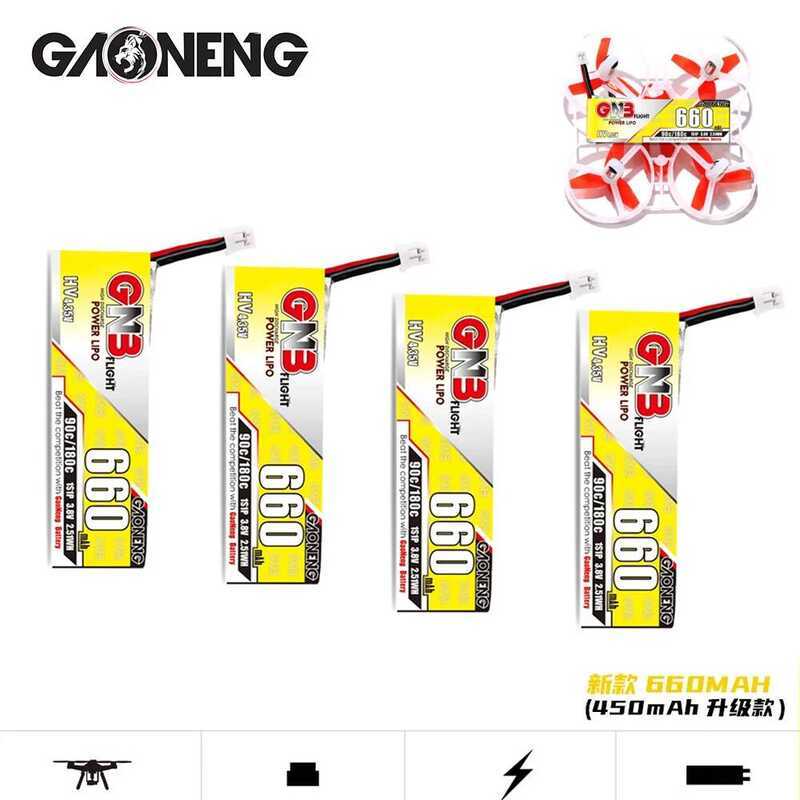 GNB แบตเตอรี่ 3.8V 650mAh 60C/120C 1S 4.35V HV Lipo พร้อมปลั๊ก PH2.0 สำหรับโดรน Tinyhawk Snappe