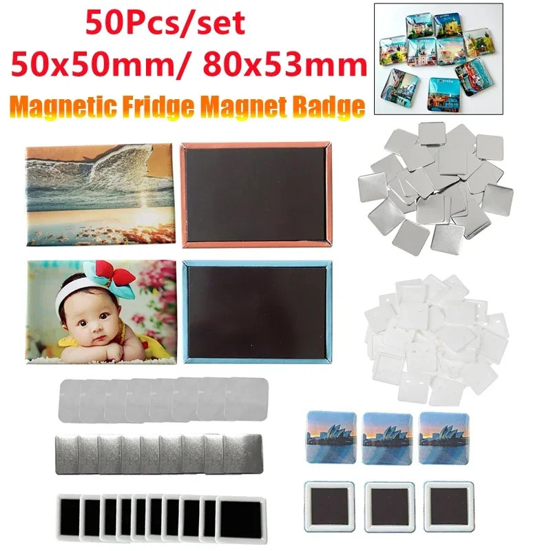50Pcs/set Rectangle Strong Magnetic Fridge Magnet Badge Machine Consumables Fridge Magnet Button Pa