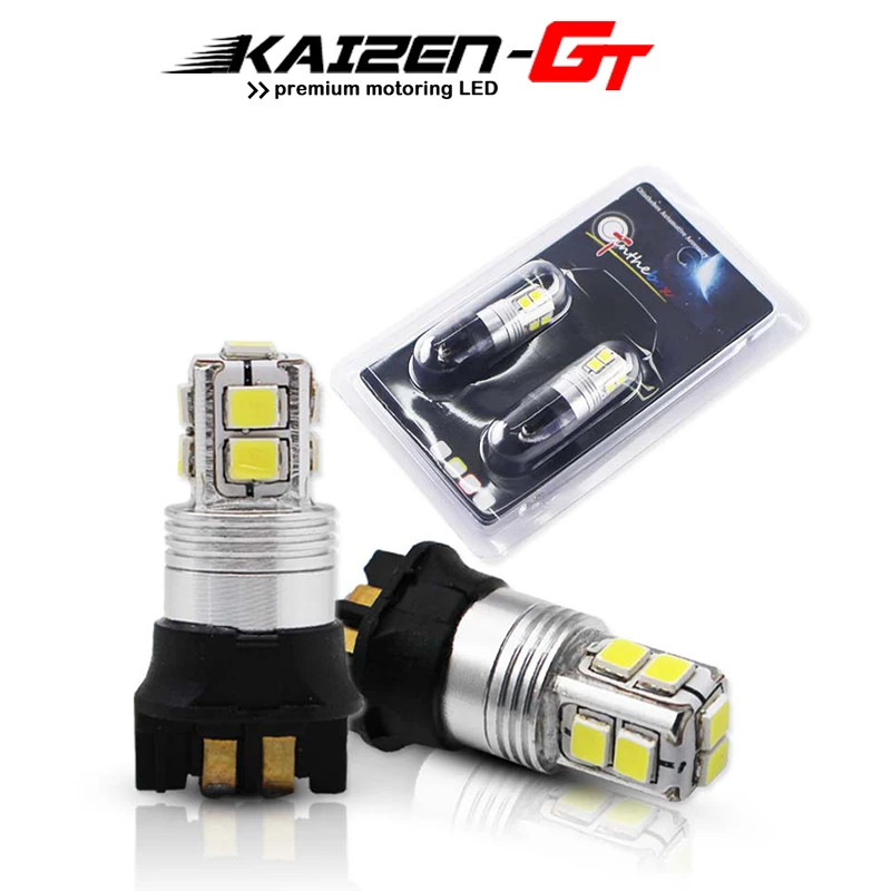 Error Free PW24W PWY24W Amber / White 10-SMD LED Turn Signal Light DRL Bulbs For Audi A3 A4 A5 BMW