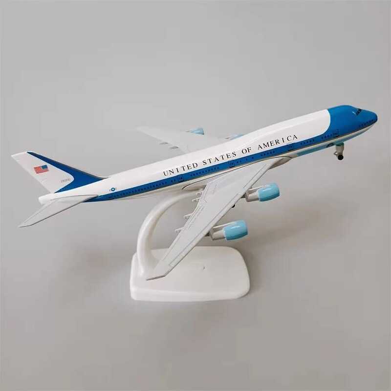C 20Cm B747 Air Force One Aire Model Boeing 747 Die-Casting Alloy Metal Airplane Toys & Landing Gea