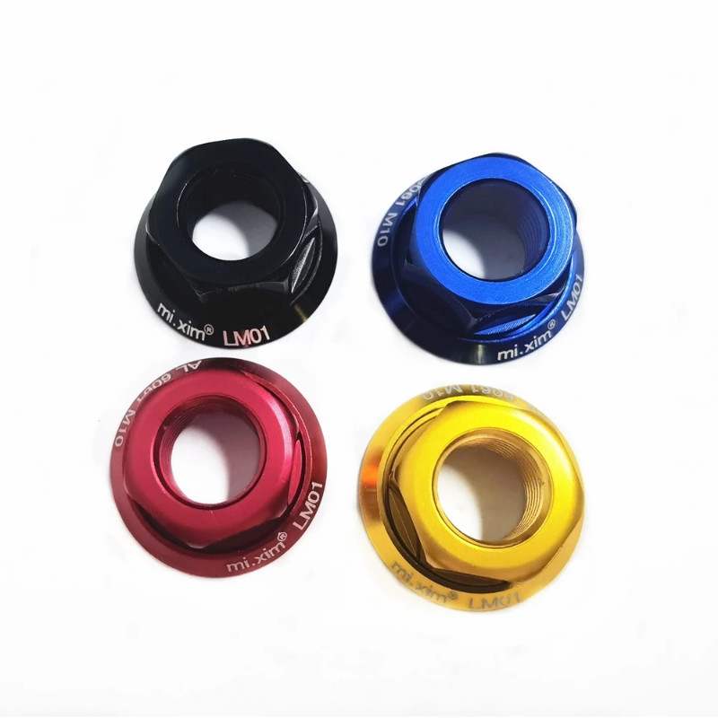 2pcs Road Bike M10 Hub Nuts Flange Lock Nut Fixed Gear Bicycle Screw Aluminum Alloy M Sliding Bike