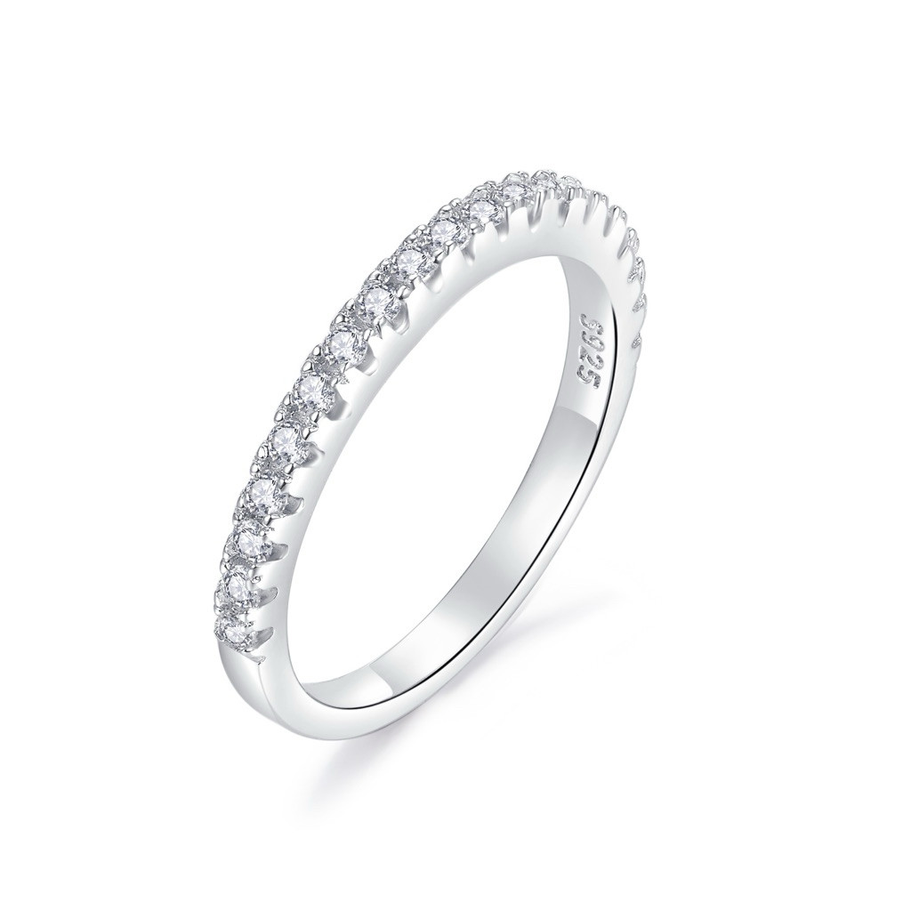 R03 925 Sterling Silver Moissanite Ring-Simplicity Chain