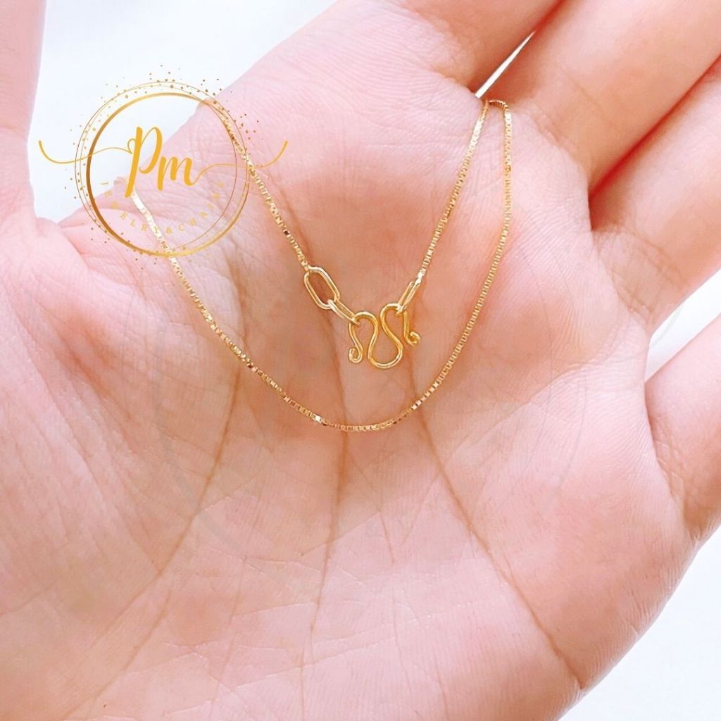 สร้อยคอทองแท้ PM ตะขอเอ็ม ทองคำแท้ 9k Italy (375) ลายBox มีใบรับประกันจากทางร้าน