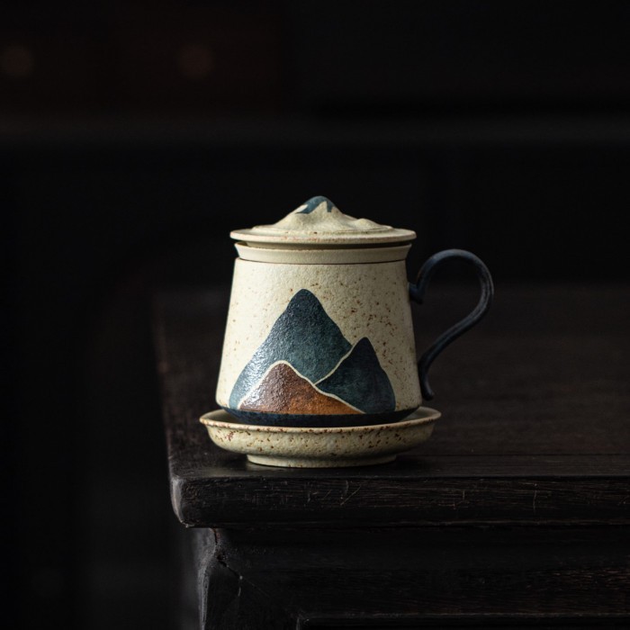 [ถ้วยกาแฟ] [การชดเชยแพ็คเกจความเสียหาย] Iwate White Mountain River ถ้วยกรองเซรามิคถ้วยสํานักงานพร้อม