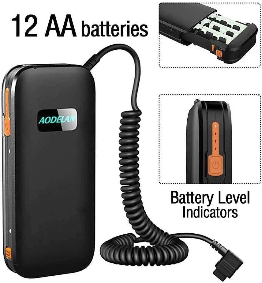 AODELAN ภายนอกแฟลชแบตเตอรี่ Pack แบตเตอรี่ Power Bank สําหรับ Canon EL-1, 600EX II-RT, 600EX-RT, 580