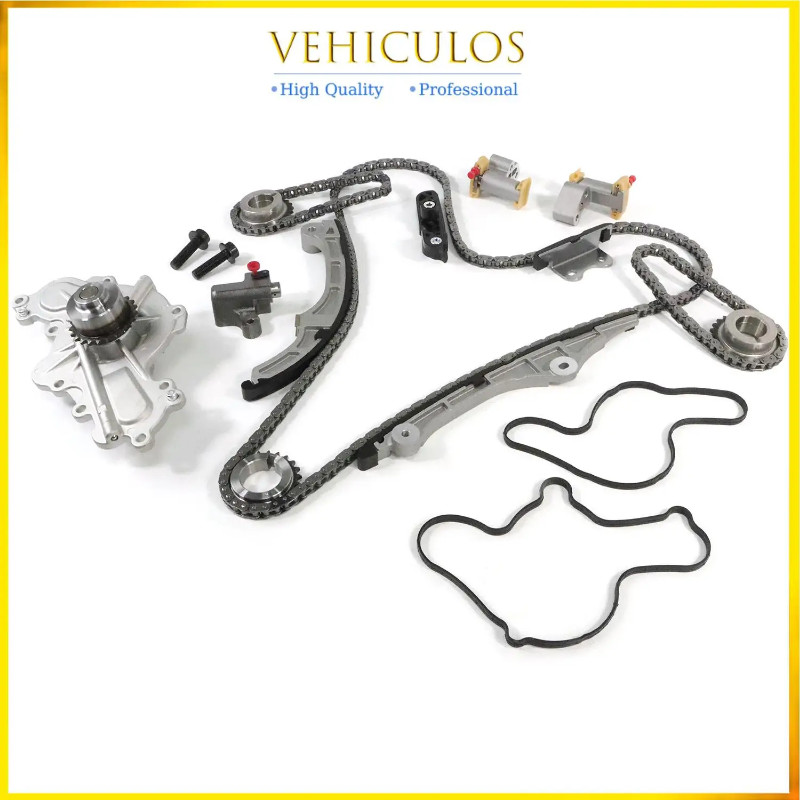AT4Z-6306-A 7T4Z-6256-A Timing Chain Kit + Water Pump Compatible with 2007-2010 Ford Mercury 3.5L L
