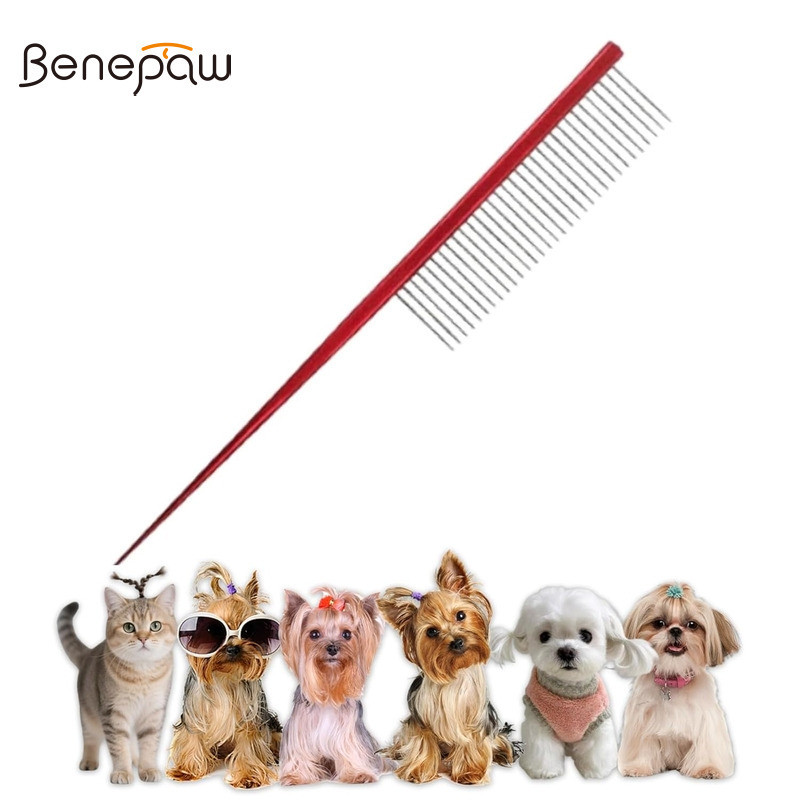 Benepaw Rat Tail หวีสุนัขสแตนเลสปลายโค้งมนนวด Deshedding เครื่องมือสําหรับ Home Grooming จัดแต่งทรงผม